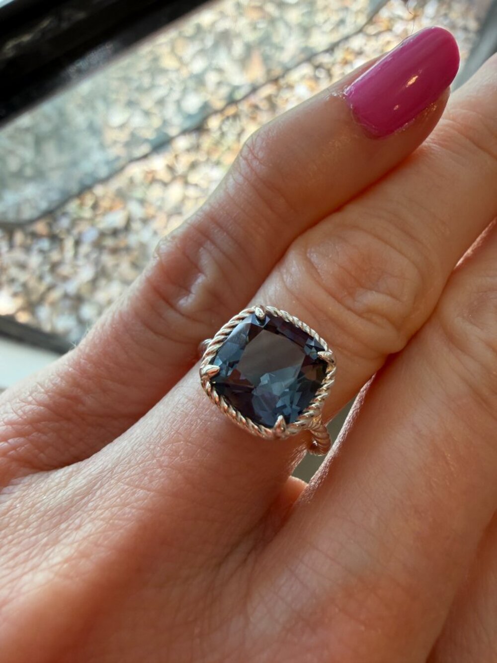 NIB Avon 925 Sterling Silver Blue-Grey Nano Ring size - 5
